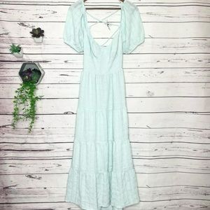 Boho Seafoam Green Tiered Maxi Dress